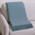 55" X 70" Slate Blue Cotton Blend Waffle Weave Throw Blanket with Fringe