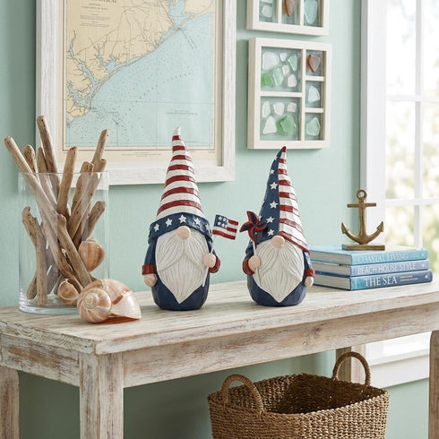 Set of Two Red White And Blue Polyresin Figurine