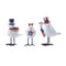 Set of Three Red White And Blue Polyresin Americana Bird Figurines