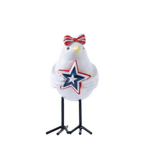 Set of Three Red White And Blue Polyresin Americana Bird Figurines