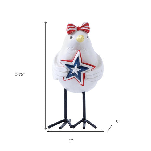Set of Three Red White And Blue Polyresin Americana Bird Figurines
