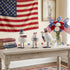 Set of Three Red White And Blue Polyresin Americana Bird Figurines
