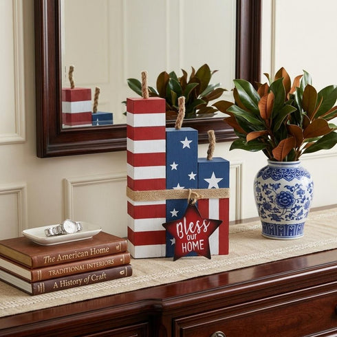 14" Red White And Blue Independence Day Tabletop Sign