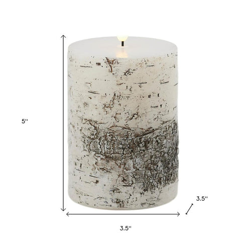Set of Two Brown And Beige Unscented Flameless Candle Pillar Candles