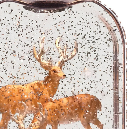 11" Brown And White Plastic Deer Tabletop Sculpture with LED