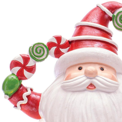 Set of Two White Green And Red Plastic Christmas Santa Tabletop Sculpture with LED