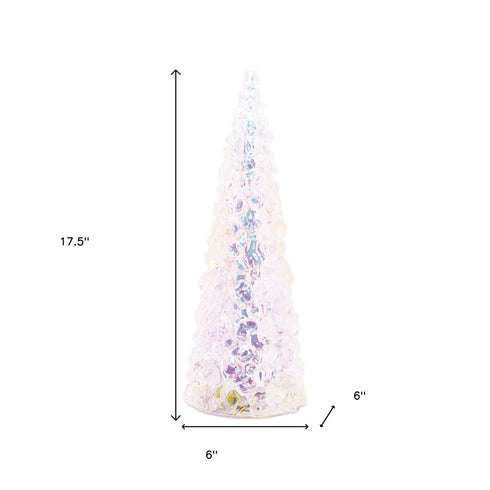 18" White Blue And Pink Plastic Trees Tabletop Sculpture with LED