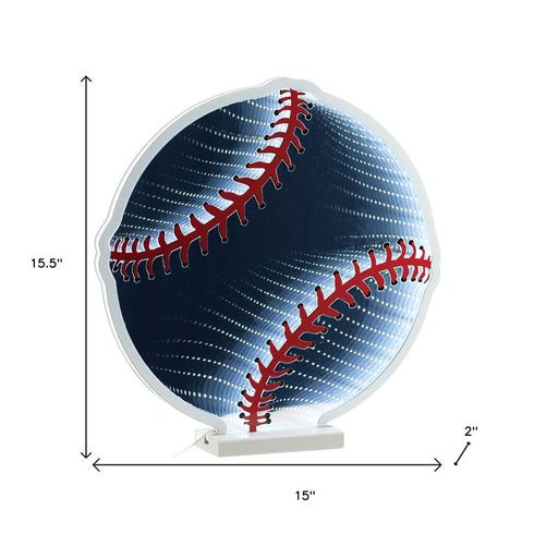 16" Red And White Acrylic Baseball Tabletop Sign with LED