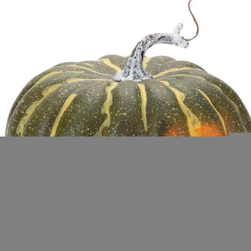 Set of Two Green And Orange Plastic Pumpkin Thanksgiving Pumpkin Tabletop Sculpture