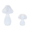 Set of Two White Polyresin Mushroom Tabletop Sculpture