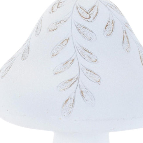 Set of Two White Polyresin Mushroom Tabletop Sculpture