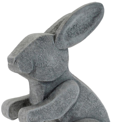 Set of Two Gray Polyresin Rabbit Figurine