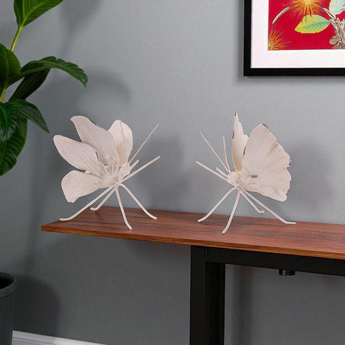 Set of Two Beige Polyresin Tabletop Sculpture