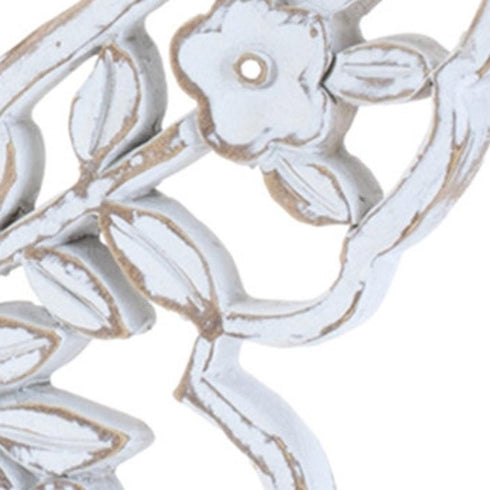Set of Two White And Beige Polyresin Butterfly Tabletop Sculptures