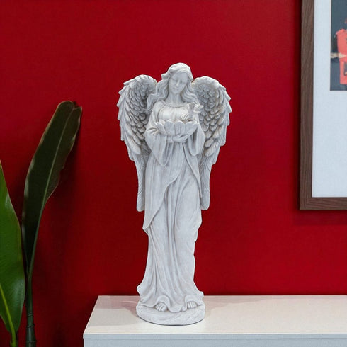 29" Gray Polyresin Angel Statue