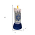 10" Blue And White Flameless Hanukkah Pillar Candle With Snow Globe