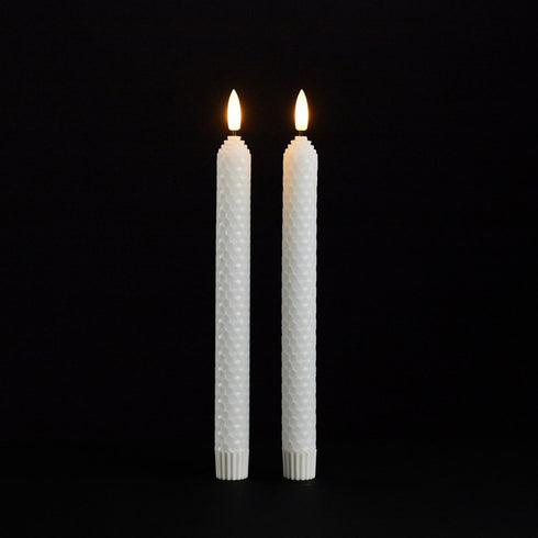 Set of Two White Unscented Candle Flameless Taper Candles