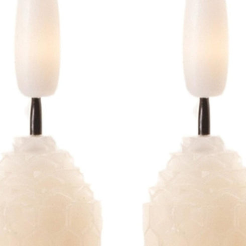 Set of Two Beige Flameless Taper Candles