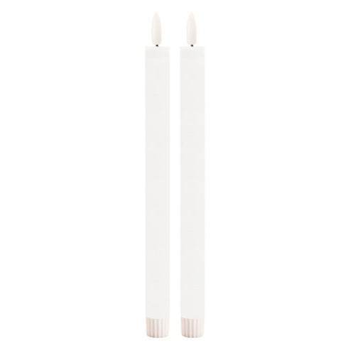 Set of Two White Unscented Flameless Candle Taper Candles