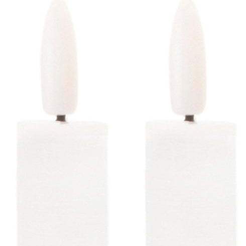Set of Two White Unscented Flameless Candle Taper Candles