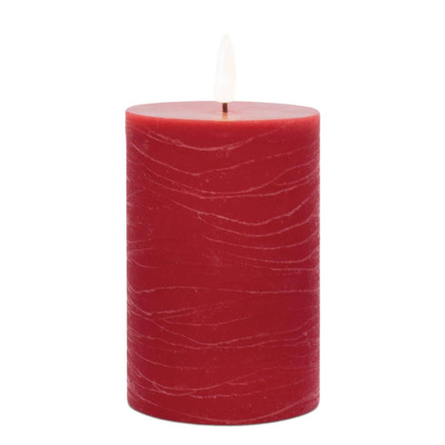 Set of Two Red Unscented Candle Flameless Pillar Candles