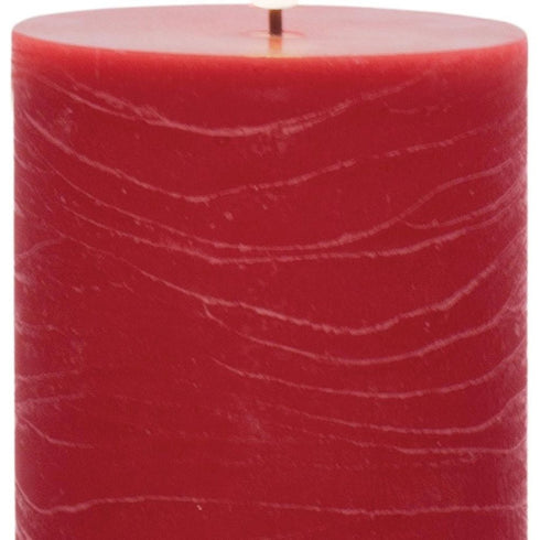 Set of Two Red Unscented Candle Flameless Pillar Candles