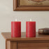 Set of Two Red Unscented Candle Flameless Pillar Candles
