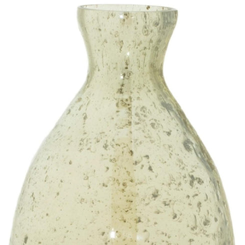 Set of Three Sage Green Seeded Bubble Glass Table Vases