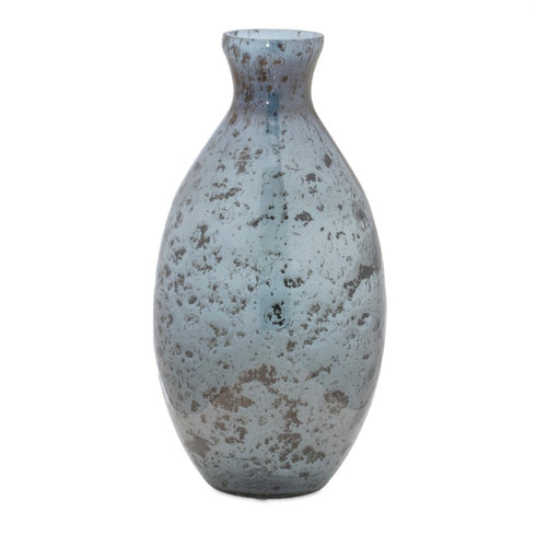 Set of Three Blue And Gray Seeded Glass Table Vases