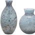 Set of Three Blue And Gray Seeded Glass Table Vases
