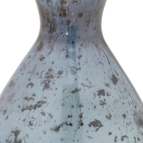 Set of Three Blue And Gray Seeded Glass Table Vases