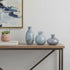 Set of Three Blue And Gray Seeded Glass Table Vases
