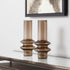 Set of Two Translucent Taupe Glass Cylinder Table Vases