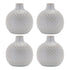 Set of Four Natural And Off White Ceramic Bud Vases With Sculptural Details