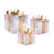 Set of Three Clear And Gold Decorative Boxes With LED