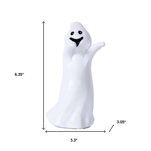 Set of Three White Polyresin Halloween Ghost Figurines