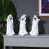 Set of Three White Polyresin Halloween Ghost Figurines