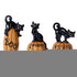 Set of Three Black And Orange Polyresin Halloween Black Cat Figurines