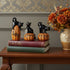 Set of Three Black And Orange Polyresin Halloween Black Cat Figurines