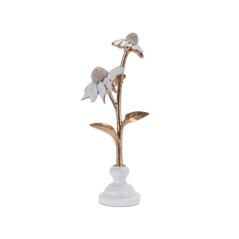 Set of Three Gold And White Ceramic Tabletop Sculpture