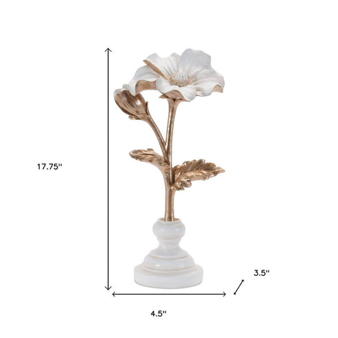 Set of Three Gold And White Ceramic Tabletop Sculpture