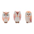 Set of Three Pink And Beige Terracotta Owl Figurines