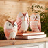 Set of Three Pink And Beige Terracotta Owl Figurines