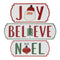 Set of Three White Green And Red Metal Christmas Hanging Text Wall Decor