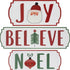 Set of Three White Green And Red Metal Christmas Hanging Text Wall Decor