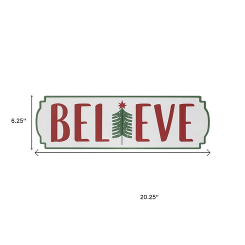 Set of Three White Green And Red Metal Christmas Hanging Text Wall Decor