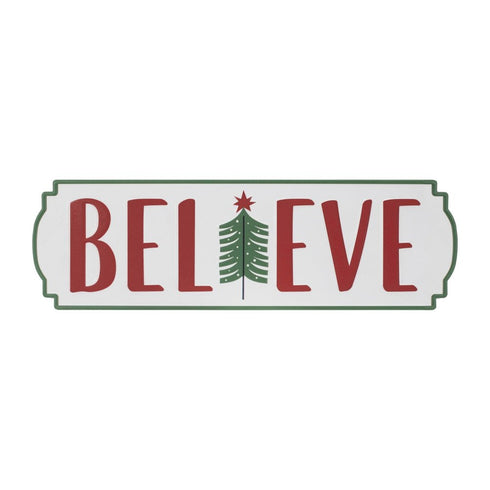 Set of Three White Green And Red Metal Christmas Hanging Text Wall Decor