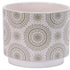 Set of Three Green Pink And White Ceramic 1 Ounce Leaf Round Pot Planters