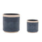 Set of Two Beige And Blue Ceramic 1 Ounce Geometric Round Pot Planters
