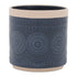 Set of Two Beige And Blue Ceramic 1 Ounce Geometric Round Pot Planters